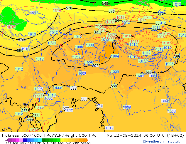 Thck 500-1000hPa GFS Mo 23.09.2024 06 UTC