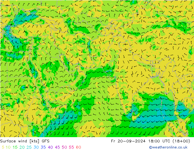 Bodenwind GFS Fr 20.09.2024 18 UTC