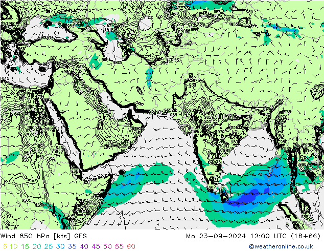 Wind 850 hPa GFS Mo 23.09.2024 12 UTC