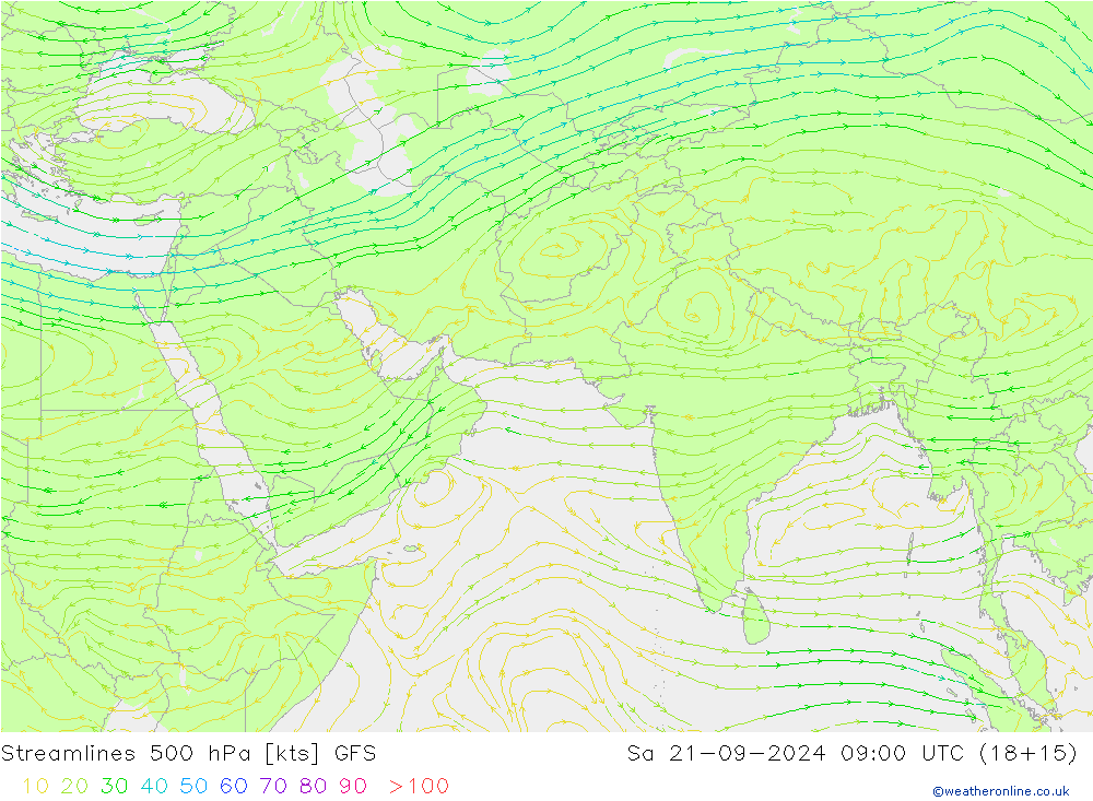 Streamlines 500 hPa GFS So 21.09.2024 09 UTC