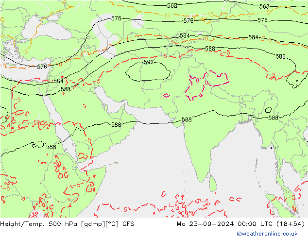 Height/Temp. 500 hPa GFS pon. 23.09.2024 00 UTC