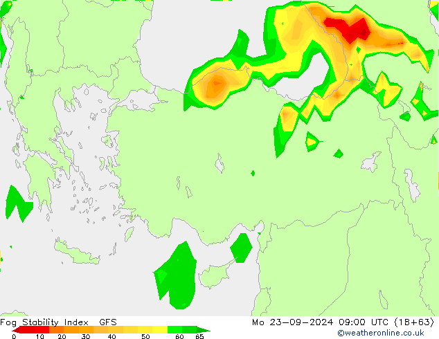 Fog Stability Index GFS lun 23.09.2024 09 UTC