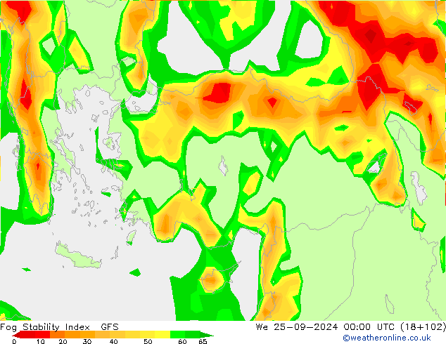 Fog Stability Index GFS Çar 25.09.2024 00 UTC