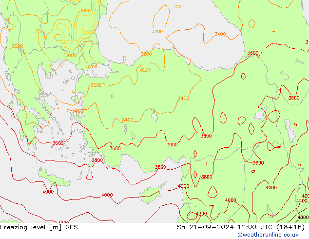 Freezing level GFS Sa 21.09.2024 12 UTC