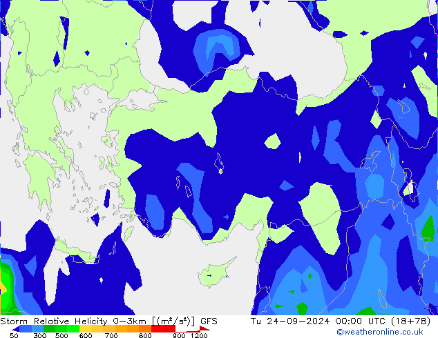 Storm Relative Helicity GFS Ter 24.09.2024 00 UTC