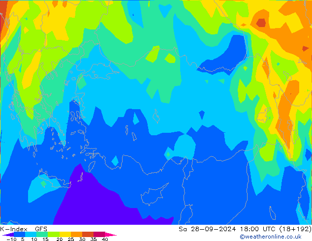 K-Index GFS sam 28.09.2024 18 UTC