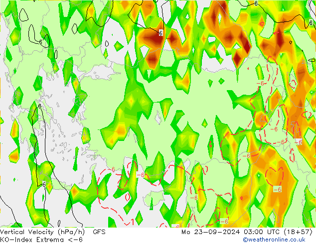 Konveksiyon - İndeks GFS Pzt 23.09.2024 03 UTC