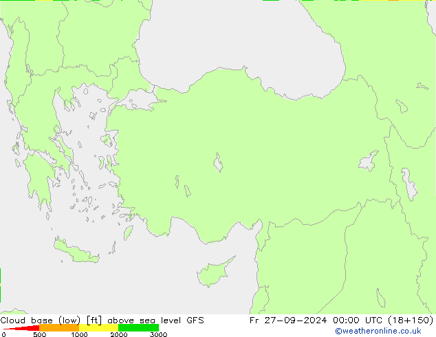 Cloud base (low) GFS Pá 27.09.2024 00 UTC