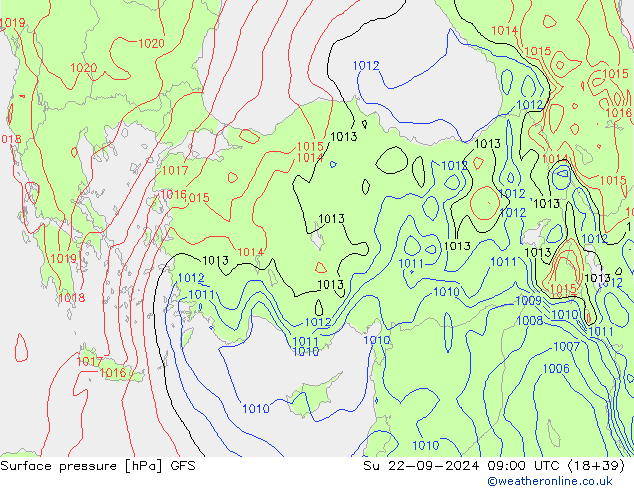 приземное давление GFS Вс 22.09.2024 09 UTC