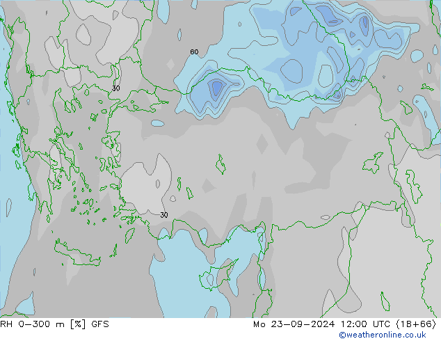 RH 0-300 m GFS Seg 23.09.2024 12 UTC