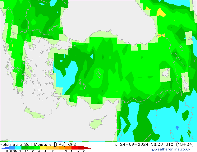 Volumetric Soil Moisture GFS mar 24.09.2024 06 UTC