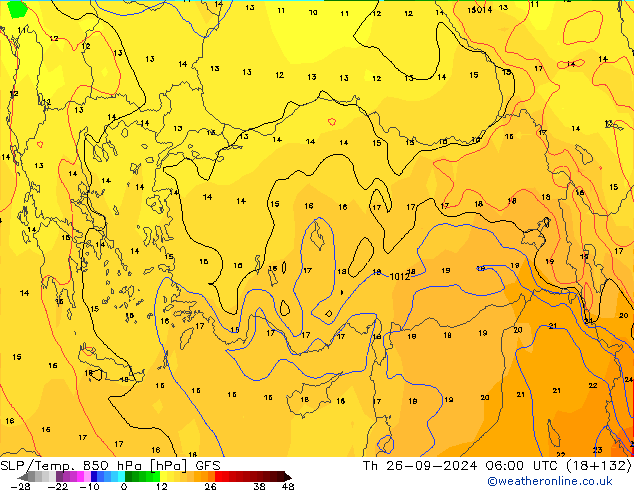 SLP/Temp. 850 hPa GFS Do 26.09.2024 06 UTC