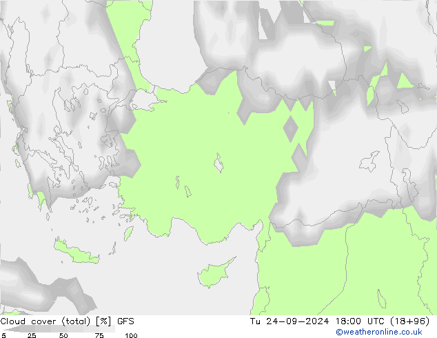 nuvens (total) GFS Ter 24.09.2024 18 UTC