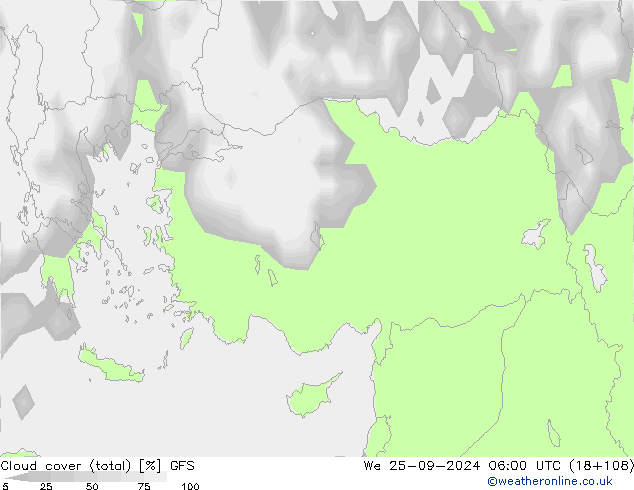 nuvens (total) GFS Qua 25.09.2024 06 UTC