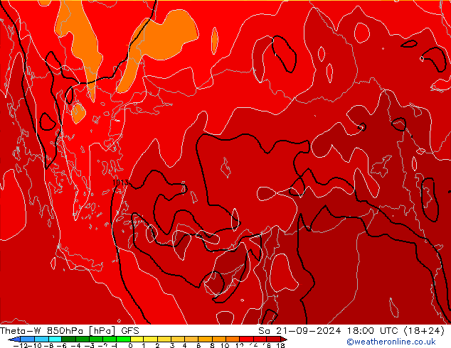 Theta-W 850hPa GFS Sa 21.09.2024 18 UTC