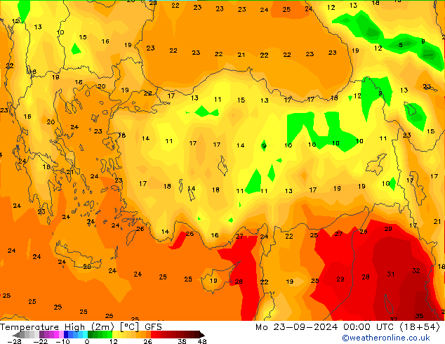 Max.temperatuur (2m) GFS september 2024