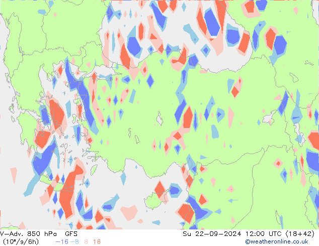 V-Adv. 850 hPa GFS dom 22.09.2024 12 UTC