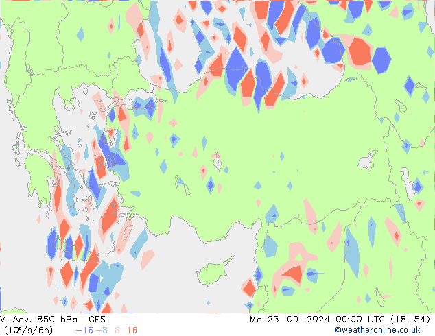 V-Adv. 850 hPa GFS pon. 23.09.2024 00 UTC