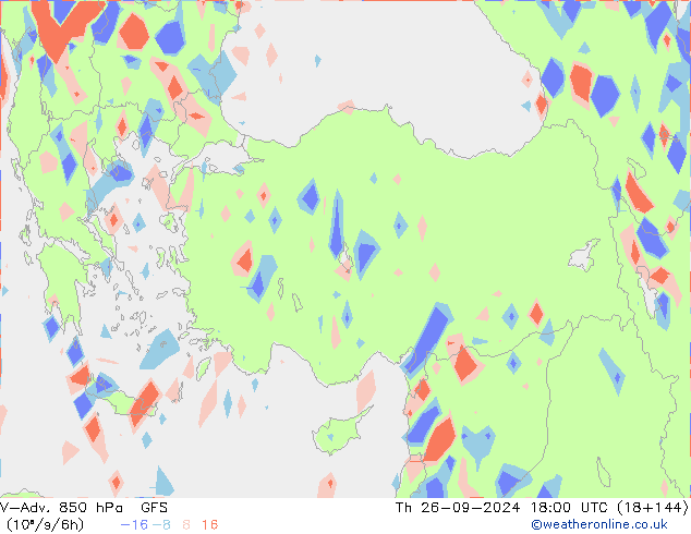 V-Adv. 850 hPa GFS gio 26.09.2024 18 UTC