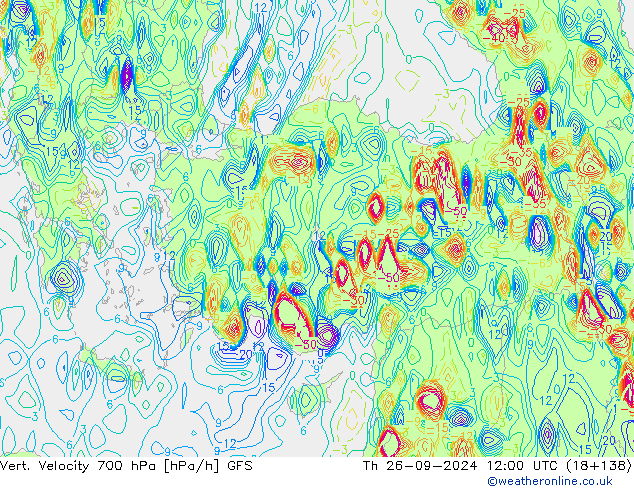 Vert. Velocity 700 hPa GFS gio 26.09.2024 12 UTC