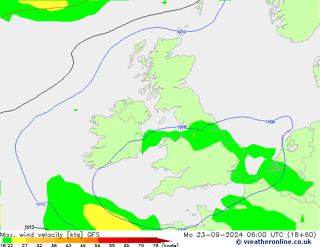 Max. wind velocity GFS Mo 23.09.2024 06 UTC