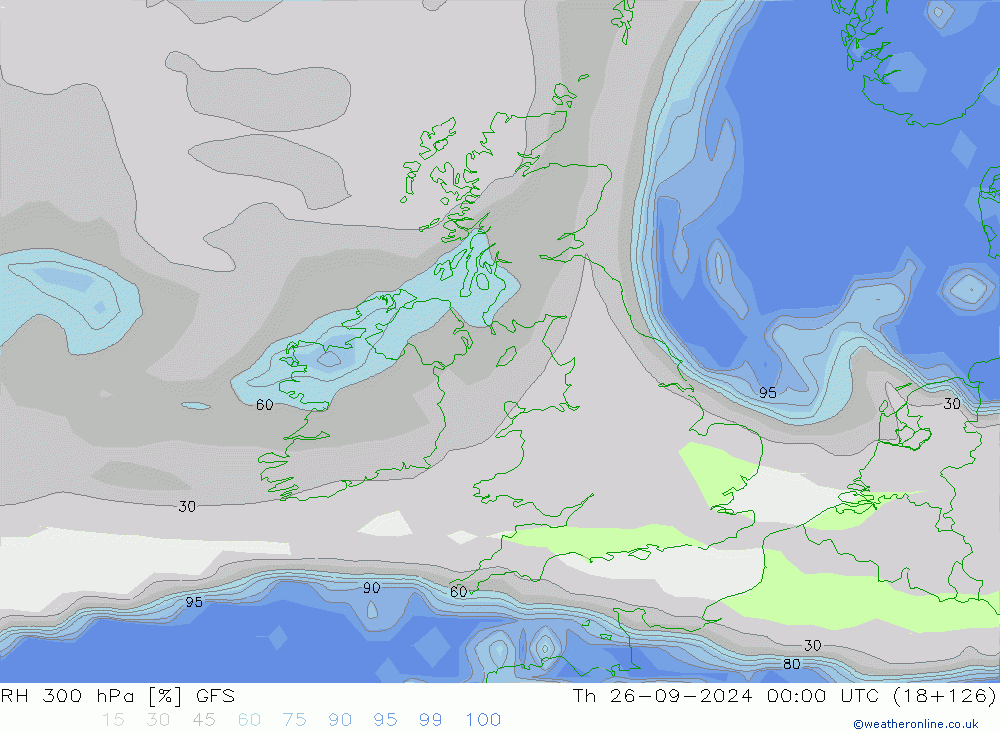 RH 300 hPa GFS Čt 26.09.2024 00 UTC