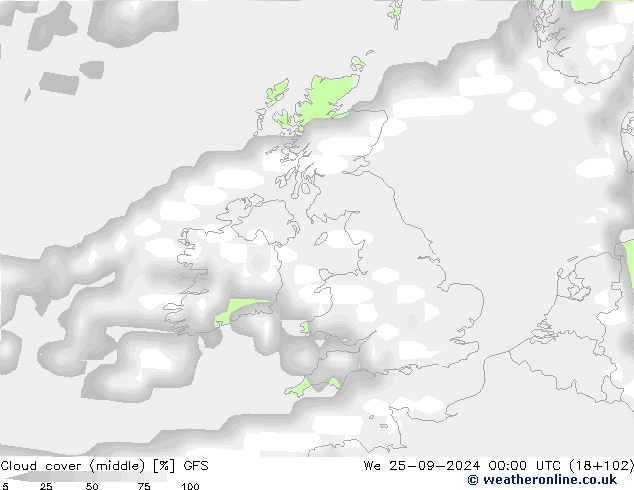 Nubes medias GFS mié 25.09.2024 00 UTC