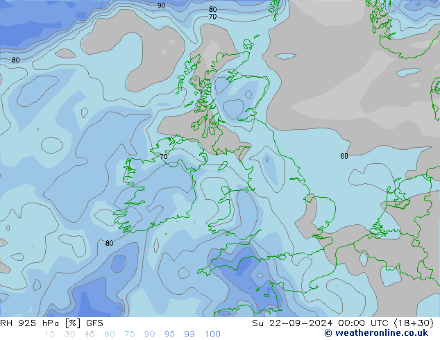 925 hPa Nispi Nem GFS Paz 22.09.2024 00 UTC