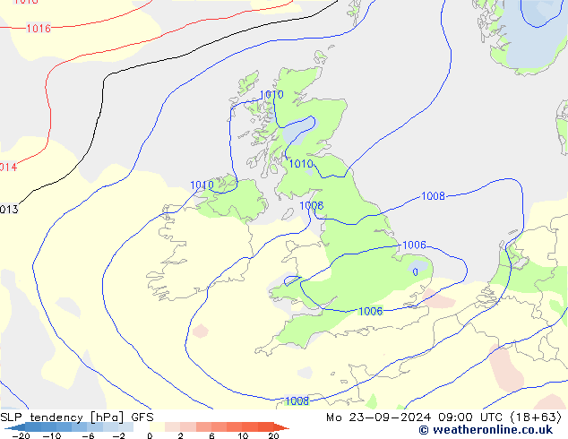 SLP tendency GFS Seg 23.09.2024 09 UTC