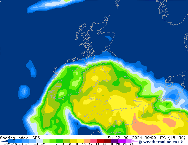 Yükselme İndeksi GFS Paz 22.09.2024 00 UTC