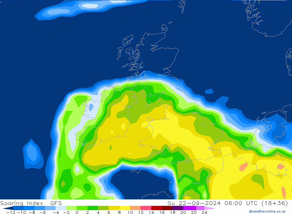 Soaring Index GFS nie. 22.09.2024 06 UTC