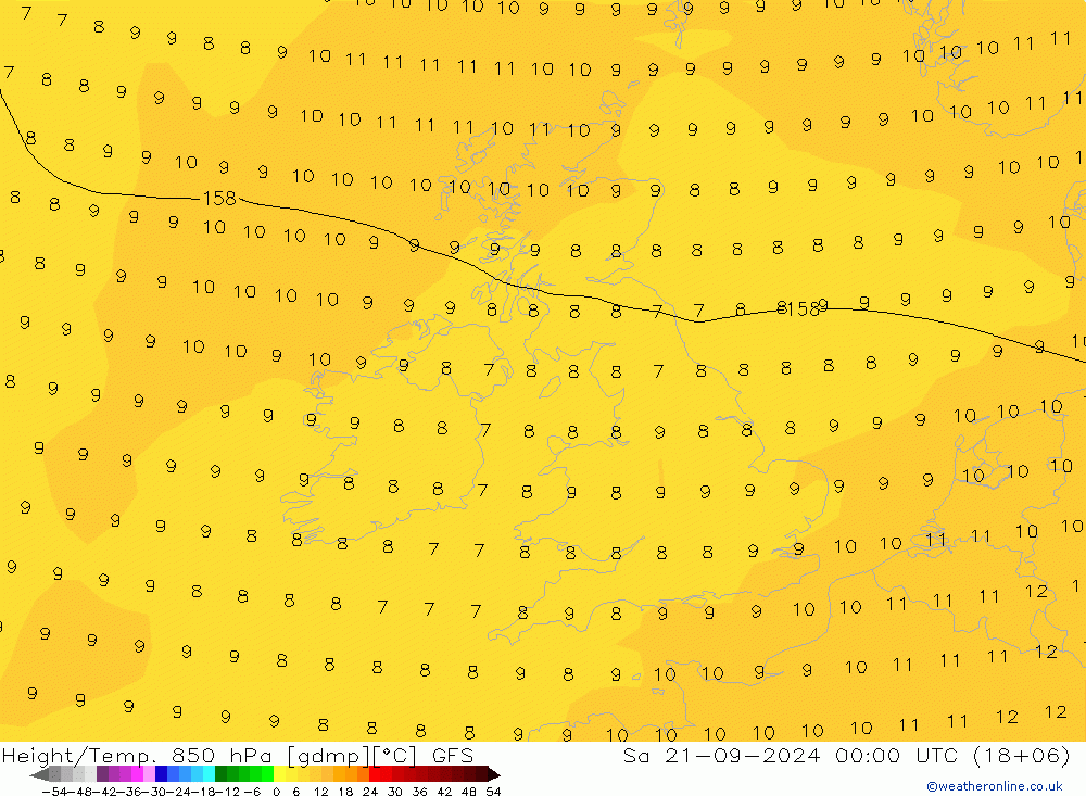 Z500/Rain (+SLP)/Z850 GFS Sa 21.09.2024 00 UTC