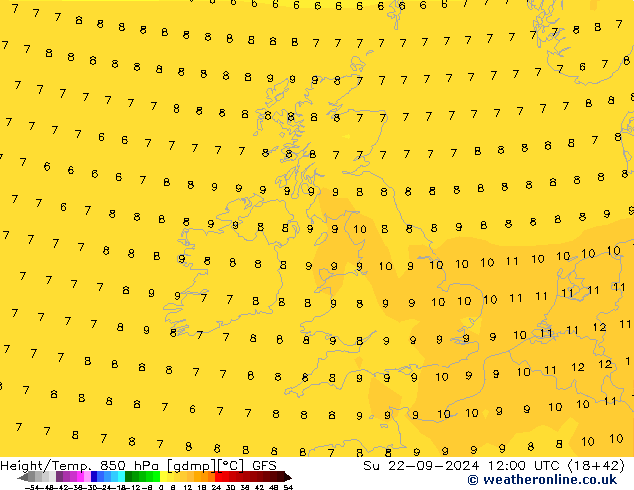 Z500/Yağmur (+YB)/Z850 GFS Paz 22.09.2024 12 UTC