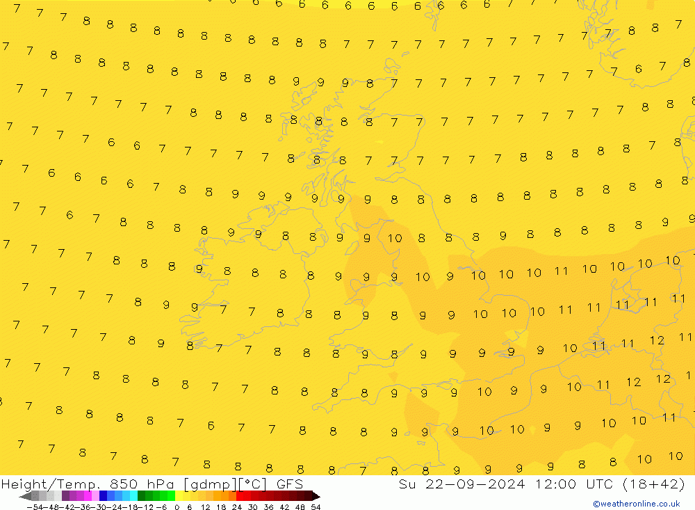 Z500/Rain (+SLP)/Z850 GFS Su 22.09.2024 12 UTC