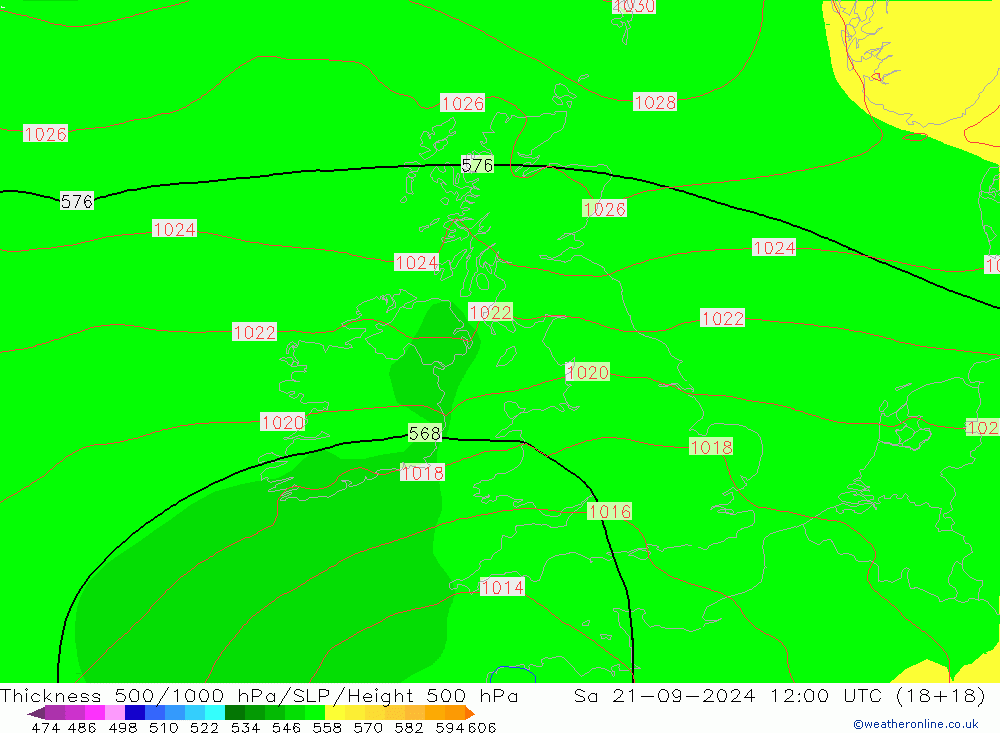 Thck 500-1000hPa GFS sab 21.09.2024 12 UTC