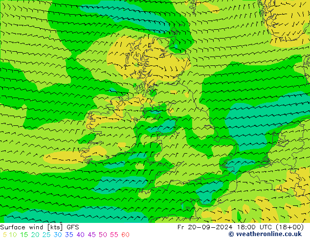 Surface wind GFS Fr 20.09.2024 18 UTC