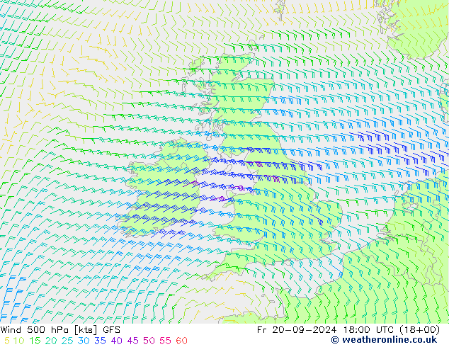 Wind 500 hPa GFS Pá 20.09.2024 18 UTC