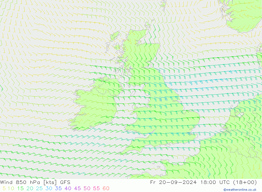 Wind 850 hPa GFS vr 20.09.2024 18 UTC