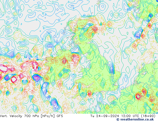 Vert. Velocity 700 hPa GFS Út 24.09.2024 12 UTC