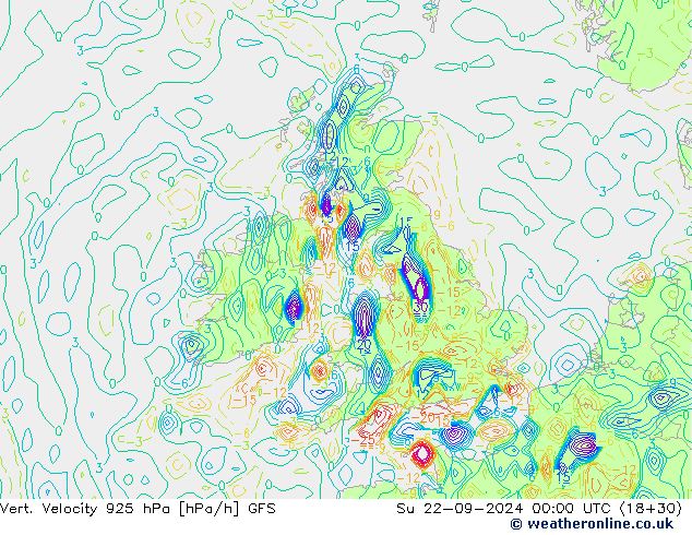 Vert. Velocity 925 hPa GFS Su 22.09.2024 00 UTC