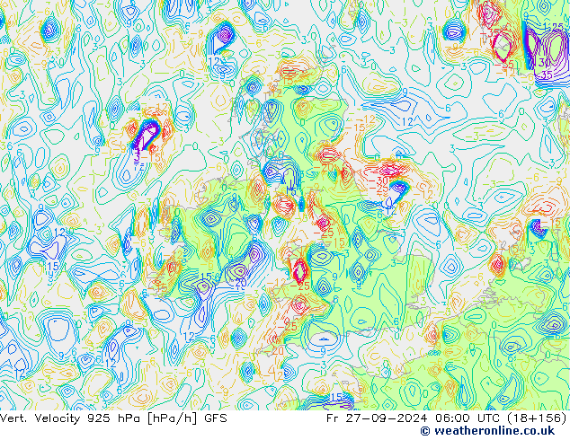 925 hPa Dikey Hız GFS Cu 27.09.2024 06 UTC