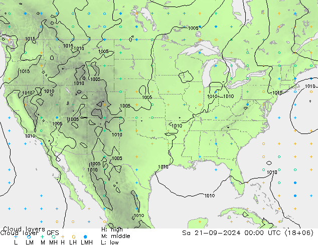 Cloud layer GFS Sa 21.09.2024 00 UTC