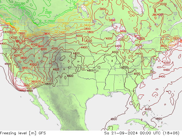 Nulgradenniveau GFS za 21.09.2024 00 UTC