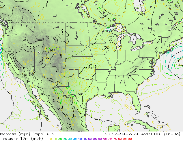 Isotachs (mph) GFS Setembro 2024