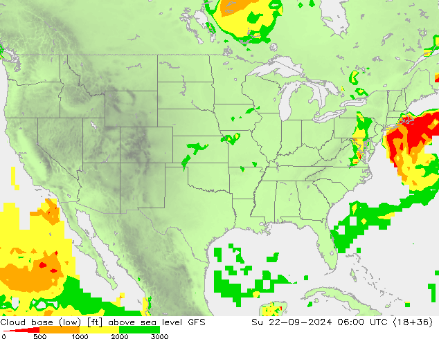 Cloud base (low) GFS dom 22.09.2024 06 UTC