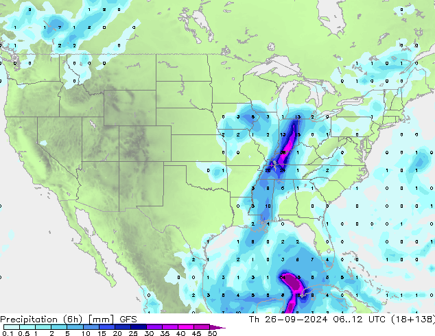 Z500/Rain (+SLP)/Z850 GFS чт 26.09.2024 12 UTC