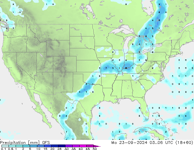 Précipitation GFS lun 23.09.2024 06 UTC