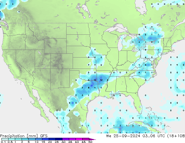 Précipitation GFS mer 25.09.2024 06 UTC