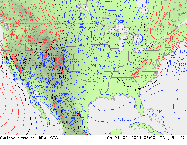 Surface pressure GFS Sa 21.09.2024 06 UTC