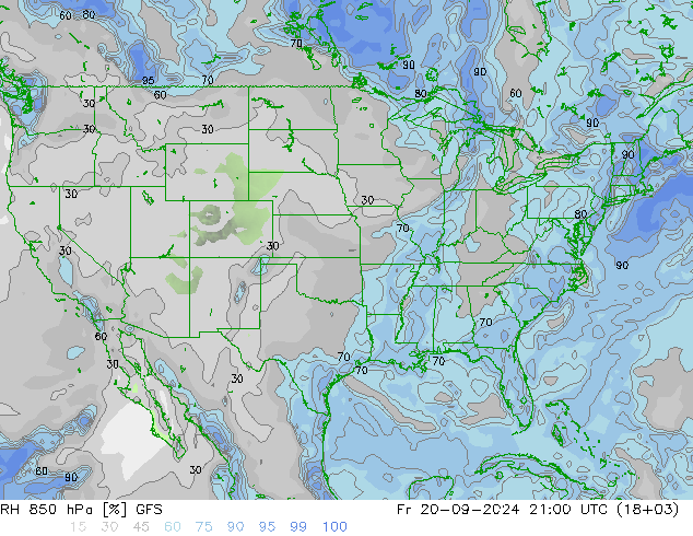 RV 850 hPa GFS vr 20.09.2024 21 UTC